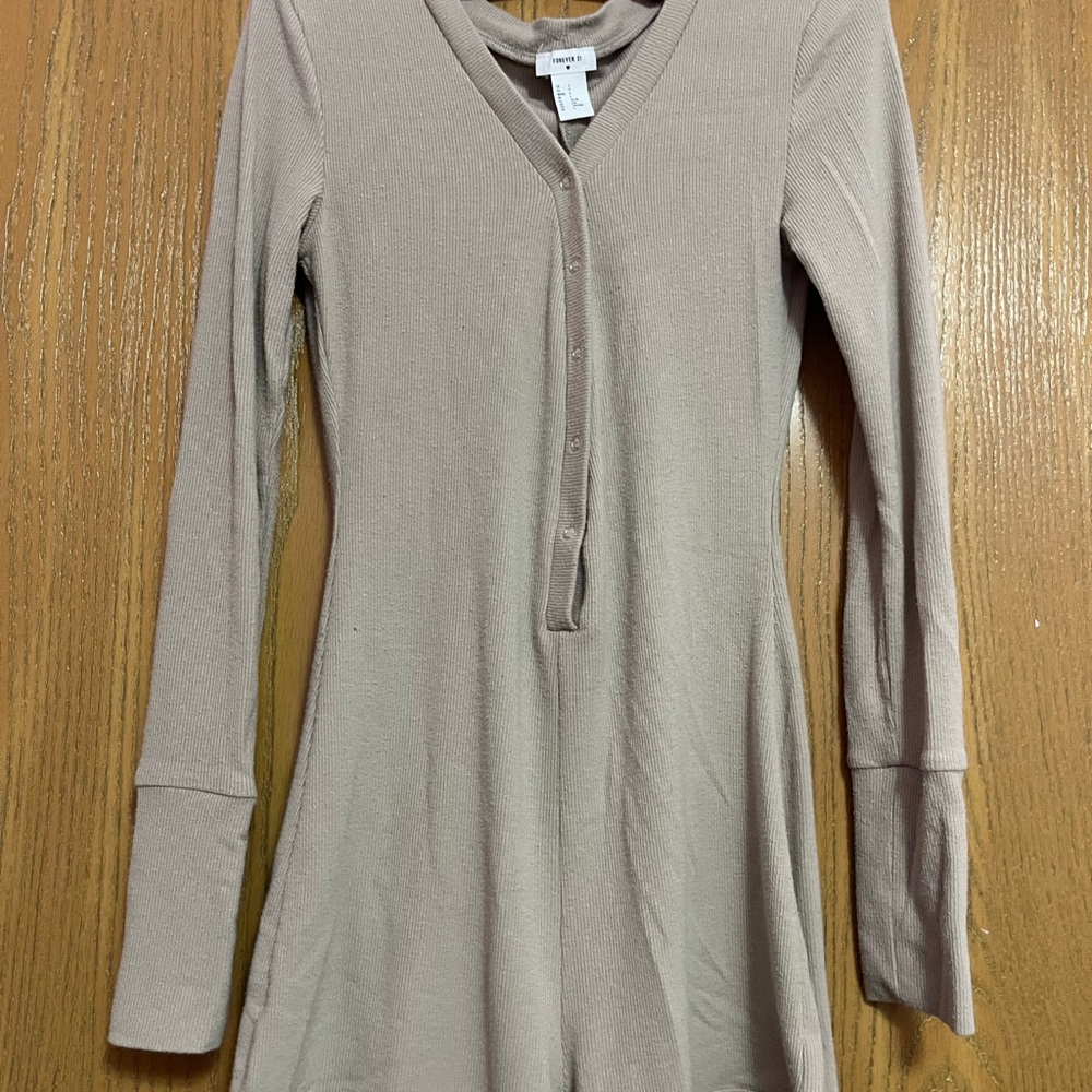 Fitted Ribbed Knit Pajama Romper